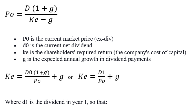 cost of capital - dividend growth model